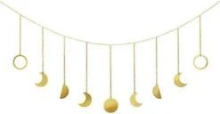 Mkono Moon Phase Wall Hanging Boho Aesthetic Room Decor Metal Moons Garland Hanging Art Bohemian Home Decoration For Girls Room Nursery Bedroom Livingroom Dorm, Ideal Gift, Gold, 50" -Nearly Natural Store 31HvQNmA1YL. AC