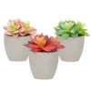 Mingfuxin Artificial Plants, 3 Pack Realistic Faux Succulents In Pots With Flowers For Indoor Office Desk Decor Home Bedroom