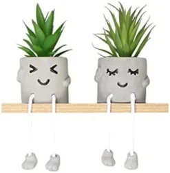 Sets Of 2 Artificial Potted Plant Small Fake Succulent Faux Plant Cute Hanging Leg Cement Potted Succulents Decor For Gift, Office Decoration, Home Décor (2 Smiley) 11 Sets Of 2 Artificial Potted Plant Small Fake Succulent Faux Plant Cute Hanging Leg Cement Potted Succulents Decor For Gift, Office Decoration, Home Décor (2 Smiley) -Nearly Natural Store 31ayEUhp2uL. AC