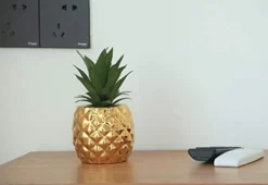 Golden Pineapple Ananas Potted Artificial Succulents Faux Plants Home Office Tabletop Decoration (Gold) -Nearly Natural Store 31bCbHF6j7L