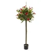 Nearly Natural 3ft. Rose Topiary Silk Trees Red