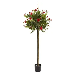 Nearly Natural 3ft. Rose Topiary Silk Trees Red