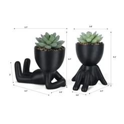 Galiejar Fake Succulents,Mini Succulents Plants Artificial With Ceramic Pots,Cute Home Decor Bathroom Decor Desk Decor Bedroom Decor Office Decor For Women (2Pack, Black) -Nearly Natural Store 31x32fOvBBL