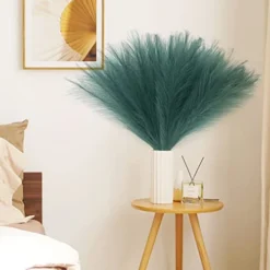 Eyamumo 7 Stems Faux Pampas Grass 17.7''/45cm Tall, Small Fluffy Pompas Decor, Fake Artificial Pampas Grass For Floor Vase Home Office Boho Decor, MalachiteGreen Faux Pompas Grass -Nearly Natural Store 411xH1rZsgL