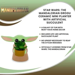 Silver Buffalo Star Wars: The Mandalorian Baby Yoda The Child Grogu 4-Inch Ceramic Mini Planter With Artificial Succulent -Nearly Natural Store 41212pJKGxL