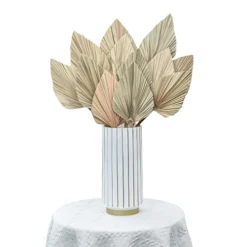 PYSAZI 12 Pcs Natural Dried Palm Leaves Boho Dried Palm Spears Leaves Bulk Small Dried Real Palm Fans Dry Palm Leaves With Stems Dried Leaf Boho Home Décor For Vase Wedding Office Home 43.5*12cm