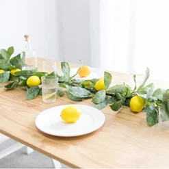 BWOLE 6 Feet Artificial Lemon Garland Spring Fruit Garland With Lemons Artificial Lemon Vine Garland For Front Door Home Kitchen Party Wedding Decor -Nearly Natural Store 413FATmpyDL