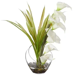 Nearly Natural 15.5in. Calla Lily And Grass Artificial Arrangement In Vase