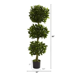 Nearly Natural 5381 5ft. Triple Bay Leaf Topiary UV Resistant (Indoor/Outdoor),Green -Nearly Natural Store 416GWFc3SvL