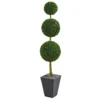 Nearly Natural 5613 Boxwood Triple Ball Topiary In Slate Planter, 6', Green