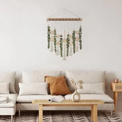 Boho Wall Decor Artificial Eucalyptus Wall Hanging Bathroom Decor Fake Eucalyptus Plants Greenery Leaves With Wooden Bead Garland On Stick Rustic Farmhouse Home Decorations For Bedroom Nursery Kitchen -Nearly Natural Store 41BzpESBFAL