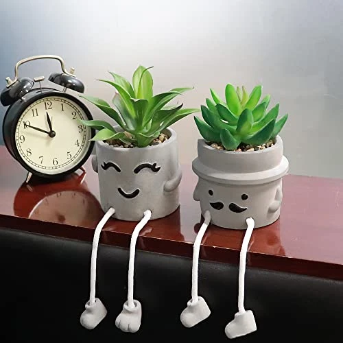 MAKHOT 4 PCS Creative Artificial Succulent Plants With Pots, Faux Succulents Cute Hanging Leg Potted Cubicle Accessories Decor, Mini Potted Fake Plant For Ideal Gift, Small Plants For Shelf Decor 5 MAKHOT 4 PCS Creative Artificial Succulent Plants With Pots, Faux Succulents Cute Hanging Leg Potted Cubicle Accessories Decor, Mini Potted Fake Plant For Ideal Gift, Small Plants For Shelf Decor - Image 5
