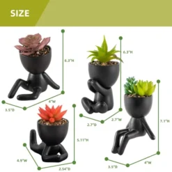 Fake Succulents Plants Decor, 4 Pcs Cute Artificial Succulent In Pot Assorted Life-Like Mini Artificial Greenery Fake Plants For Desk, Office, Living Room, Bathroom, Bedroom, Home Decor (Black-4 Pots) -Nearly Natural Store 41EKyDtqKZL