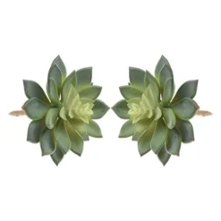 BCP Pack Of 2 Realistic Cute Green Home Garden Artificial Plastic Snowdrop Echeverias Succulent Plants Unpotted