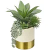 Large Artificial Succulents Plants Faux Succulents 12" Fake Succulent Plants In Gold Ceramic Pot Succulent Plant For Desk Modern Home Living Room Office Table Shelf Decor