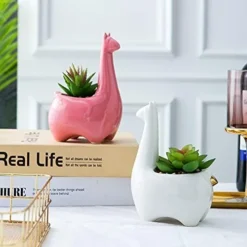 Tenforie Artificial Plant Pots, Ceramic Potted Artificial Succulent Decoration Alpaca Fake Plant Home Decor Tabletop Office Desk Outdoor Decoration - A -Nearly Natural Store 41IFm82E1fS. AC