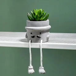Lavenor Artificial Potted Plant Fake Succulent Plant Cute Hanging Leg Emotional Cement Potted Succulents Decor For Desk Shelf Bedroom Living Room And Office Decoration(Type A + Type C) -Nearly Natural Store 41IJLfrg KL. AC