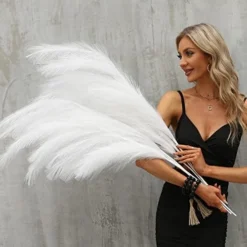 Black Faux Pampas Grass Set Of 3Pcs,43"/110cm Tall Fake Pompas Floral With DIY Card & Wooden Beads Garland,Large Artificial Pompous Grass Branches Plants For Floor Vase Filler Home Boho Decoration -Nearly Natural Store 41IQgdauaCL. AC