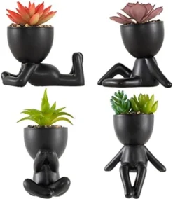 Fake Succulents Plants Decor, 4 Pcs Cute Artificial Succulent In Pot Assorted Life-Like Mini Artificial Greenery Fake Plants For Desk, Office, Living Room, Bathroom, Bedroom, Home Decor (Black-4 Pots) -Nearly Natural Store 41J6FbVpsKL. AC