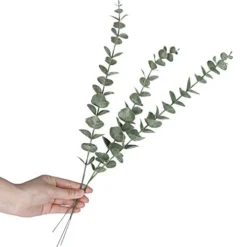 FUNARTY 15pcs Artificial Eucalyptus Leaves Stems 18" Tall Greenery Decor Faux Eucalyptuses Real Touch For Wedding Bouquet Centerpiece Home Decor -Nearly Natural Store 41J6iMas6jL