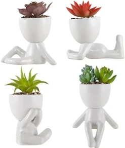 Fake Succulents Plants Decor, 4 Pcs Cute Artificial Succulent In Pot Assorted Life-Like Mini Artificial Greenery Fake Plants For Desk, Office, Living Room, Bathroom, Bedroom, Home Decor (Black-4 Pots) -Nearly Natural Store 41JAMlXP TL. AC