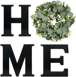 Mkono Farmhouse Wall Home Sign With Artificial Eucalyptus For O Rustic Wooden Home Hanging Letters Decorative Wall Art Wood Signs Decor For Living Room Kitchen Entryway Housewarming Gift, Brown -Nearly Natural Store 41JE1cFyHjL. AC