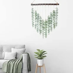 Artificial Eucalyptus Greenery Hanging Wall Decor Fake Eucalyptus Vines Wall Hanging Plants With Wooden Stick Farmhouse Rustic Boho Wall Decor For Bedroom, Living Room, Entryway And Bathroom Decor -Nearly Natural Store 41JEsL0VQ2L
