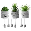 Zerzsy 3pcs Creative Artificial Succulents With Gray Flower Pots, Mini Potted Succulents For Home Decor And Gift Choice.