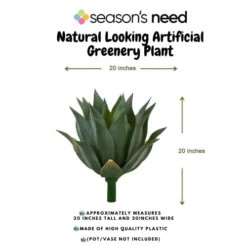 Season's Need 20" Agave Artificial Succulent Large Plants For Indoor Outdoor, Fake Tropical Farmhouse Aesthetic Décor, Patio Porch Decorative Silk Plant, Unpotted Green Spiked Agave (Pack Of 1) -Nearly Natural Store 41Kf9iNbdEL
