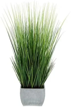 House Of Silk Flowers Artificial 44" Grass In Large Rectangle Zinc (Cream) -Nearly Natural Store 41LuzK2GzL. AC