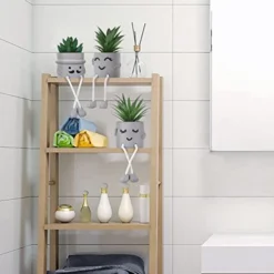 WOODWORD 3 Pack Mini Potted Fake Succulents Desk Plant With Creative Emotional Cement Pots For Shelf Home Bathroom Living Room Kitchen Decor And Office Decorations -Nearly Natural Store 41LvlL39TDL