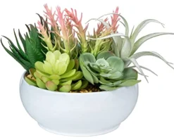 10 In 1- Fake Plants In Pot -Artificial Succulents Plant For Desk Decor -Small Faux Plants Indoor Modern Farmhouse Plants Artificial Decor -Potted Small Plants Decor For Bedroom Bathroom Office Shelf