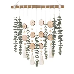 Cyitimo Bathroom Decor Artificial Eucalyptus Greenery Hanging Wall Decor Faux Eucalyptus Leaves Hanging Plant With Wooden Stick With Rustic Farmhouse For Bedroom Nursery Boho Home Decorations