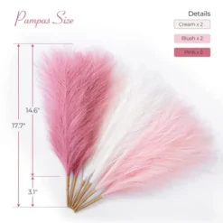 Serwalin Pampas Grass Pink 17.7 Inch 6pcs, Artificial Pampas Grass Faux Pink Pompas Grass Decor, Short Pompous Grass Blush Room Decoration, Wedding Centerpieces Mothers Day Pink Home Decor -Nearly Natural Store 41QFnKWff0L