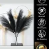 Tall 43'' Black 3-pcs Artificial Faux Pampas Grass Tall, Decor For Living Room / Wedding Decoration Floor Vase Filler