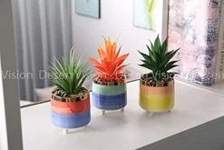 Letinaner Artificial Succulent Plants Faux Pineapple In Pots Artificial Plants Greenery Decorations For Hotel Restaurant Home Office Kitchen Table, Set Of 3 -Nearly Natural Store 41Ri3PUQKuL