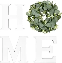 Mkono Farmhouse Wall Home Sign With Artificial Eucalyptus For O Rustic Wooden Home Hanging Letters Decorative Wall Art Wood Signs Decor For Living Room Kitchen Entryway Housewarming Gift, Brown -Nearly Natural Store 41S057WLKxL. AC