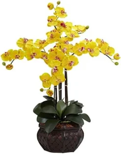 Nearly Natural 1211-OR Phalaenopsis With Decorative Vase Silk Flower Arrangement, Orchid,12" X 12" X 35" -Nearly Natural Store 41SkIT7l2iL. AC