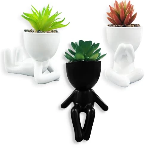 Succulents Plants Artificial For Room Decor, Fake Succulent With Human Shaped Pots, Aesthetic Plants For Desk Decor, Cute Fake Plants For Office Decor, Good Ideas For Gifts, Home Decorations 3PCS 1 Succulents Plants Artificial For Room Decor, Fake Succulent With Human Shaped Pots, Aesthetic Plants For Desk Decor, Cute Fake Plants For Office Decor, Good Ideas For Gifts, Home Decorations 3PCS