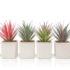 Sunprairie Classic Set Of 4 Faux Succulents 7” Tall In Ivory White Stucco Ceramic Pots-Realistic Multi Colored Artificial Succulents Plants For Home & Office Decor.