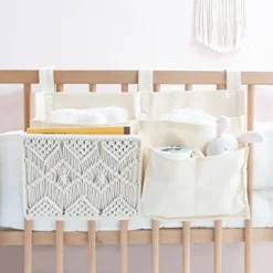 Mkono Bedside Caddy Hanging Organizer Bunk Bed Storage Bag Boho Remote Magazine Books Holder With Macrame Woven 7 Pockets Bedside Storage For Loft Bed College Dorm Bedroom Baby Bed Rails, Ivory -Nearly Natural Store 41ZUzZFKqVL