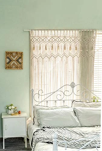 Mkono Macrame Curtain Large Boho Woven Wall Hanging Window Curtains Handmade Bohemian Decor For Window Doorway Closet Wedding Backdrop Arch Bedroom Living Room Apartment, 51''W X 70''L 2 Mkono Macrame Curtain Large Boho Woven Wall Hanging Window Curtains Handmade Bohemian Decor For Window Doorway Closet Wedding Backdrop Arch Bedroom Living Room Apartment, 51''W X 70''L - Image 2