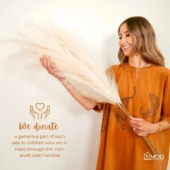 31Mod Faux Pampas Grass With 4 Large Artificial Pampas Grass Stems — 43" (Set Of 4), No-Shedding And Low Maintenance Pampas Grass Decor, Fake Pampas Grass, Pampas Grass Large, Boho Decor (43") -Nearly Natural Store 41ZkyPJTc5L