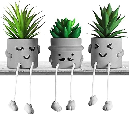 MAKHOT 4 PCS Creative Artificial Succulent Plants With Pots, Faux Succulents Cute Hanging Leg Potted Cubicle Accessories Decor, Mini Potted Fake Plant For Ideal Gift, Small Plants For Shelf Decor 6 MAKHOT 4 PCS Creative Artificial Succulent Plants With Pots, Faux Succulents Cute Hanging Leg Potted Cubicle Accessories Decor, Mini Potted Fake Plant For Ideal Gift, Small Plants For Shelf Decor - Image 6