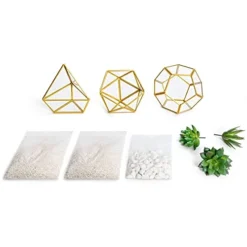 Mkono Artificial Succulent In 3 Pack Mini Glass Geometric Terrarium, Miniature Potted Faux Plant Bookshelf Desk Boho Office Room Decor For Women Girls Dorm Gift Idea, Gold -Nearly Natural Store 41d7AM4HT7S