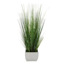 House Of Silk Flowers Artificial 44" Grass In Large Rectangle Zinc (Cream)