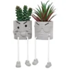 SEMSOIIO 2 Pcs Fake Plants In Cement Pot With Hanging Legs, Creative Artificial Faux Succulent For Home/Office Decor (Tongue & Smoking)