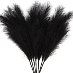 ZIFTY 7-Pcs 38"/3.1FT Faux Pampas Grass Large Tall Fluffy Artificial Fake Flower Boho Decor Bulrush Reed Grass For Vase Filler Farmhouse Home Wedding Decor (Black)