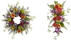 Nearly Natural 24-Inch Spring Garden Wreath With Twig Base, Multicolored/Green & 4578 Garden Flower Teardrop,24" -Nearly Natural Store 41eoRqQNSL. AC