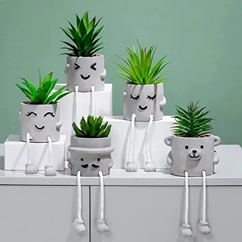 AEMYMTW Fake Potted Plants – Cute Artificial Succulents With Funny Ceramic Pot – Animated Hanging Plants Artificial Décor For Home And Office – Safe And Secure Packaging - 6.9 X 5.29 X 5.25 Inch 5 AEMYMTW Fake Potted Plants – Cute Artificial Succulents With Funny Ceramic Pot – Animated Hanging Plants Artificial Décor For Home And Office – Safe And Secure Packaging - 6.9 X 5.29 X 5.25 Inch - Image 5